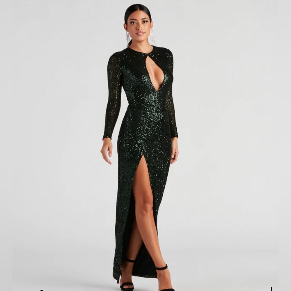 Green formal sequin dress